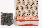 Red Linen Hand Block Saree